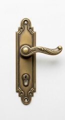 Antique Door Handle with Ornate Design on White Door