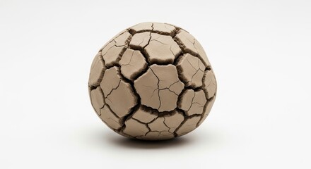 Cracked Earth Ball on White Background