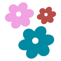 Flat Colorful Flower Illustration with Simple Style and Decorative Element