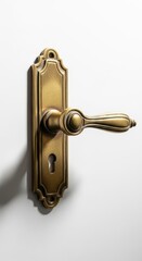 Brass Door Handle on White Surface