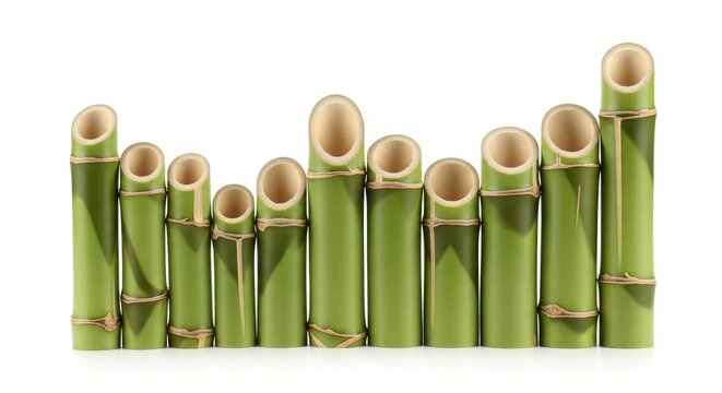 Bamboo Stalk Arrangement on White Background