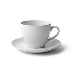 White Coffee Cup and Saucer on White Background