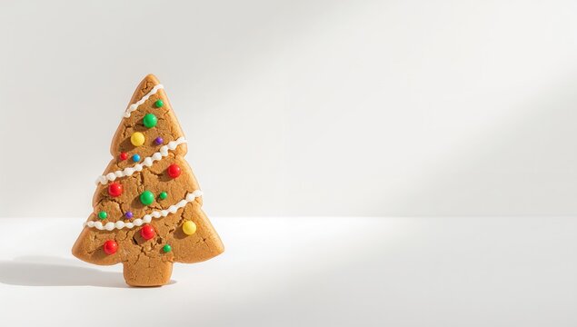 Cookie set shaped like a Christmas tree on a white backdrop, festive treat for holiday gatherings - Powered by Adobe