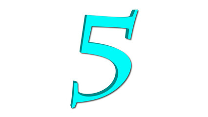 3d cyan color number five
