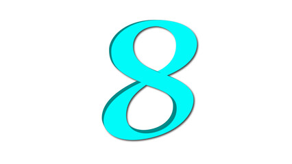 3d cyan color number eight
