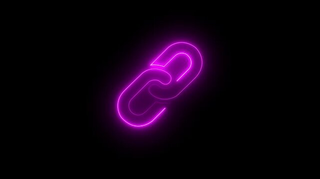 glowing neon attach file icon, link icon, internet URL symbol connect button paper clip icons - attachment button. attach document, fastener, upload attachments .4k motion graphic animation video .
