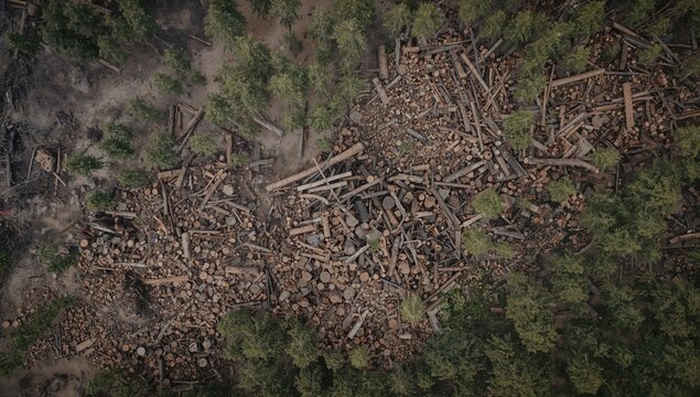 Aerial view of a forest, highlighting deforestation risk and the impact of illegal logging