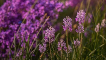 Macro shot of purple blossoms, detailed floral texture, Earth Day