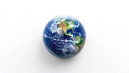 Fototapeta premium Globe on a white surface, symbolizing global awareness and connectivity