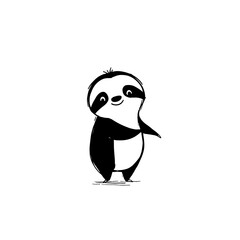 Obraz premium Sloth. Sloth simple black and white line art vector logo