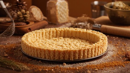 A biscuit and butter tart crust, ideal for dessert preparation