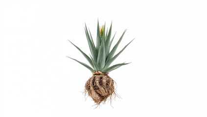 Isolated agave plant against a white background, drought-tolerant choice for landscaping