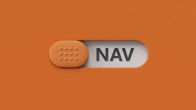 Lettering nav on slide switch spelling.close up of slide switch spelling,Business Concept.3D rendering.