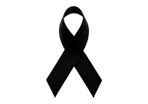 Black awareness ribbon isolated on transparent background