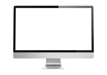 Modern computer monitor with blank screen isolated on transparent background