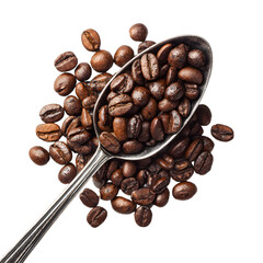 Coffee Beans Cup and Spoon Isolated on White Background for Design Projects