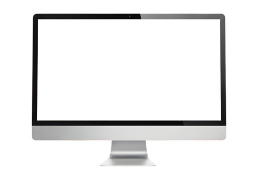 Modern computer monitor with blank screen isolated on transparent background