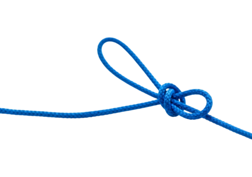 Blue rope knot isolated on transparent background