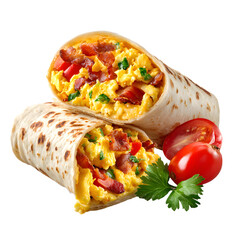 Savory Breakfast Burrito with Scrambled Eggs on Plate