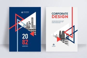 Business Report Cover Template – Blue and Red Geometric Layout (A4)