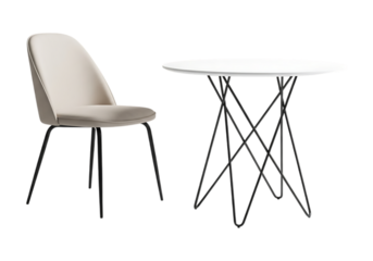 Modern chair and round table isolated on transparent background
