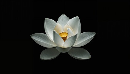 A white lotus flower on a dark backdrop, highlighting its delicate beauty