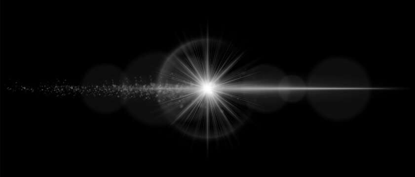 Realistic lens flare with luminous glow, soft reflections, and light diffusion. Ideal for overlays, digital art, and futuristic compositions with depth and contrast.