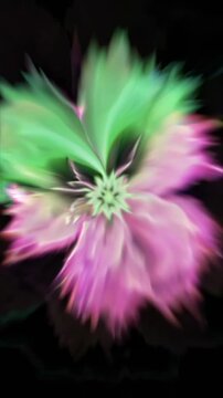 A vibrant, abstract close-up of a flower with fiery edges, captured from a top-down angle, resembling a video game visual effect. Live mobile wallpaper.