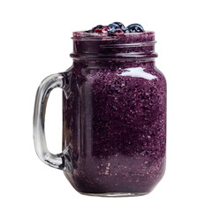Vibrant Purple Blueberry Smoothie in Mason Jar for Healthy Lifestyle and Nutrition Concepts