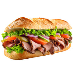 Delicious Roast Beef Sandwich Isolated on White Background for Culinary Designers