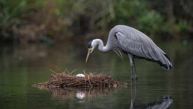 Gray crane in a wetland habitat, showcasing nesting behavior and the importance of preservation