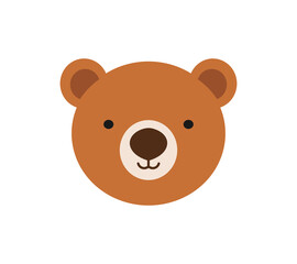 Teddy bear face. Cute animal head icon. PNG illustration on transparent background.