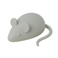 Stylized 3D toy mouse, designed for cat or pet-themed mockups, playful design object for branding or illustration use.