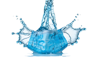 Dynamic blue water splash isolated on transparent background