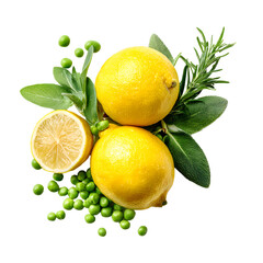 Fresh Lemons Green Peas and Herbs A Vibrant Culinary Collection