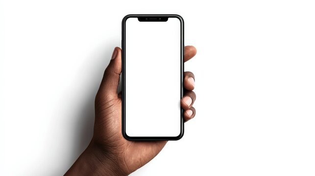 Person Holding a Frameless Smartphone with a Blank White Screen Display, Isolated on White - Powered by Adobe