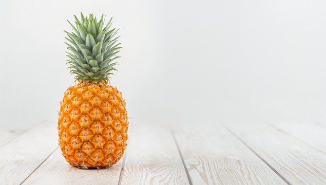 Fresh pineapple on a wooden surface, fiber-rich choice