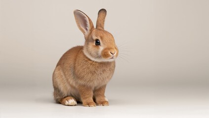 Obraz premium Brown bunny rabbit, showcasing a sense of isolation