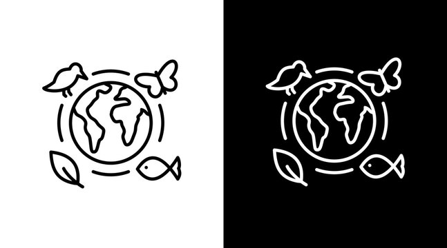 Biodiversity  White Icon Set Design