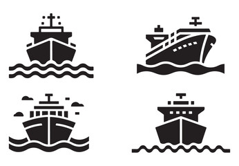 Obraz premium Set of cargo ship icons simple glyph vector design perfect for transportation and maritime industry web and app elements