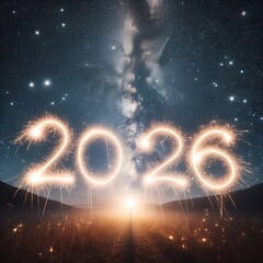 “Sparkler writing 2026 in air, long exposure, magical night moment.”