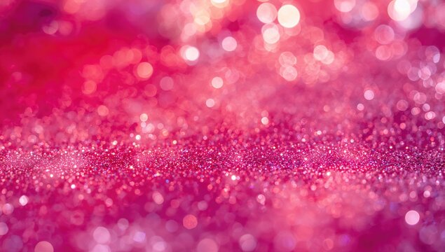 Sparkling pink glitter festive background with a red and purple bokeh light effect