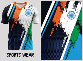 jersey design, jersey texture, sports wear, jersey design for Sublimation print
T-shirt V-neck  Short sleeve. With knit jersey fabric and rib neck texture ( 3d rendered )