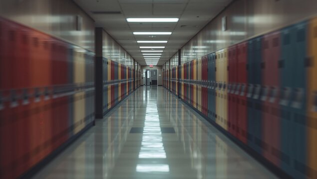 Empty school corridor during pandemic, evoking isolation