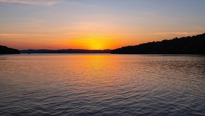 Fototapeta premium Evening Glow Over Water Body