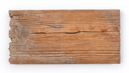 Close-up of a rustic wooden sign against a white backdrop, suitable for text overlay