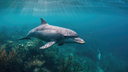 Fototapeta premium Tursiops aduncus: The Coastal Bottlenose Dolphin