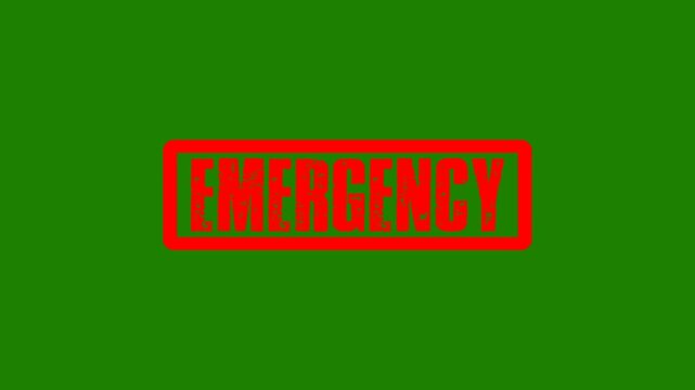 red "EMERGENCY" stamp on green background.