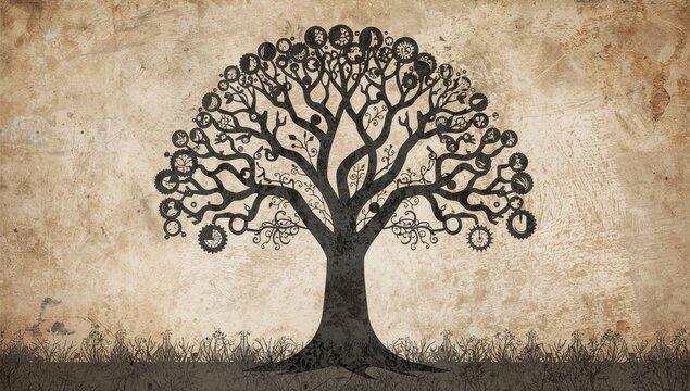 Fototapeta This tree began to transform over seasons, showcasing the beauty of time's passage