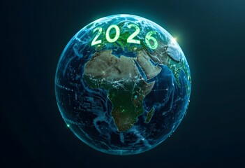 “Businessman Viewing 2026 with Futuristic Business Icons and Data Charts – Strategic Planning Concept (Generative AI)”